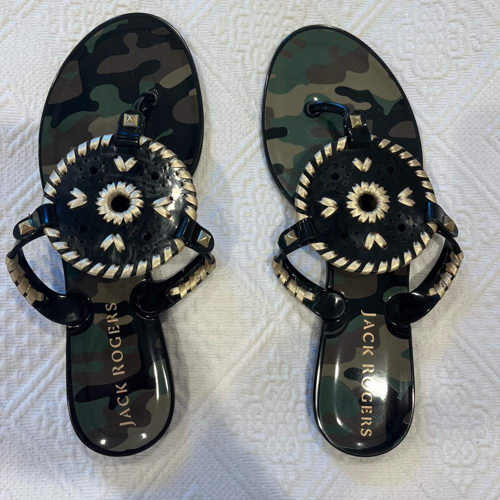 Jack Rogers “Jelly” Camouflage Thong Sandals. Never worn!